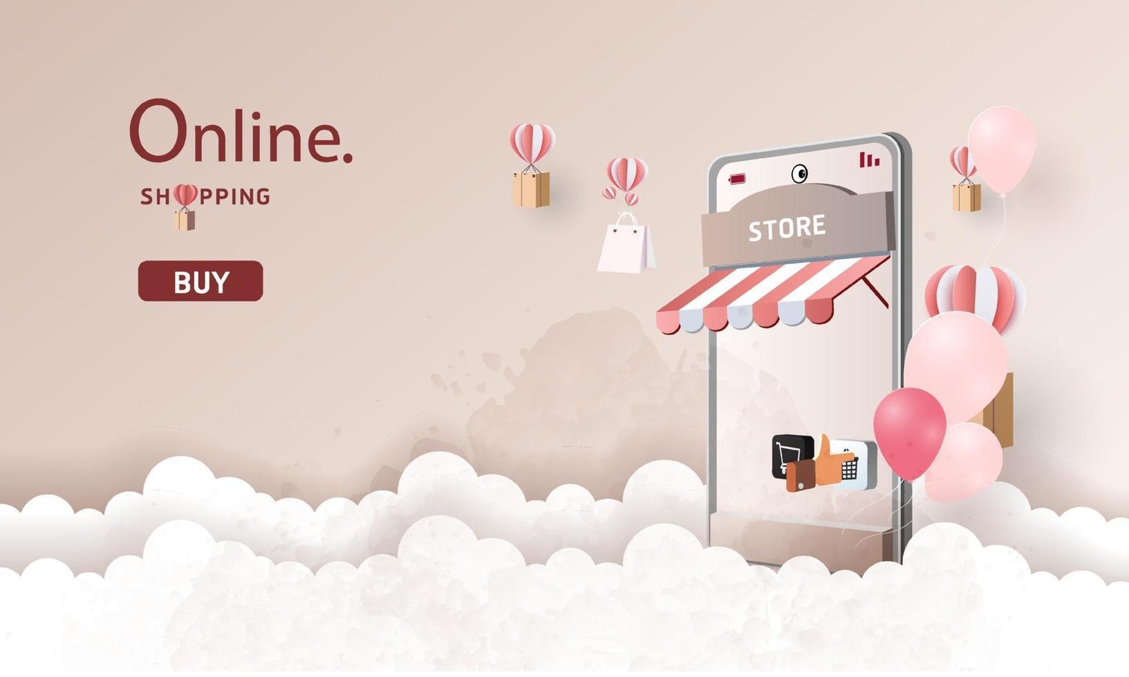 banner di vendita per lo shopping online su smartphone vettore