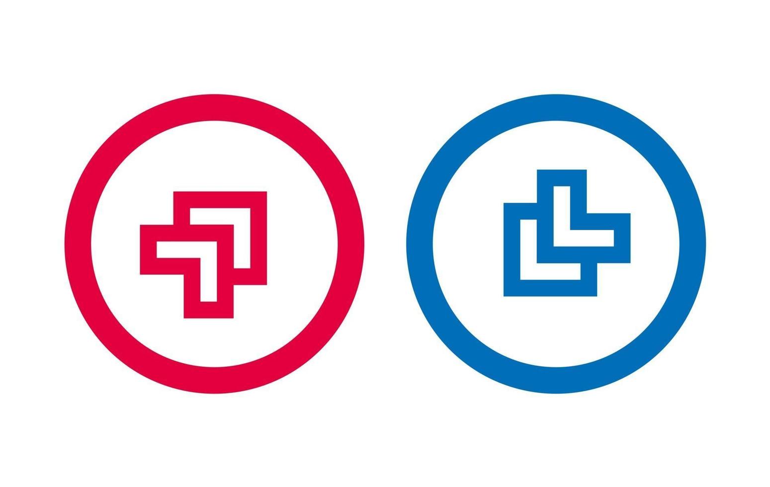 icona del design rosso e blu della linea di freccia vettore