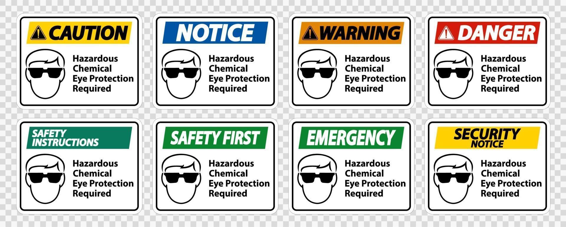 protezione chimica pericolosa per gli occhi necessaria set di simboli vettore
