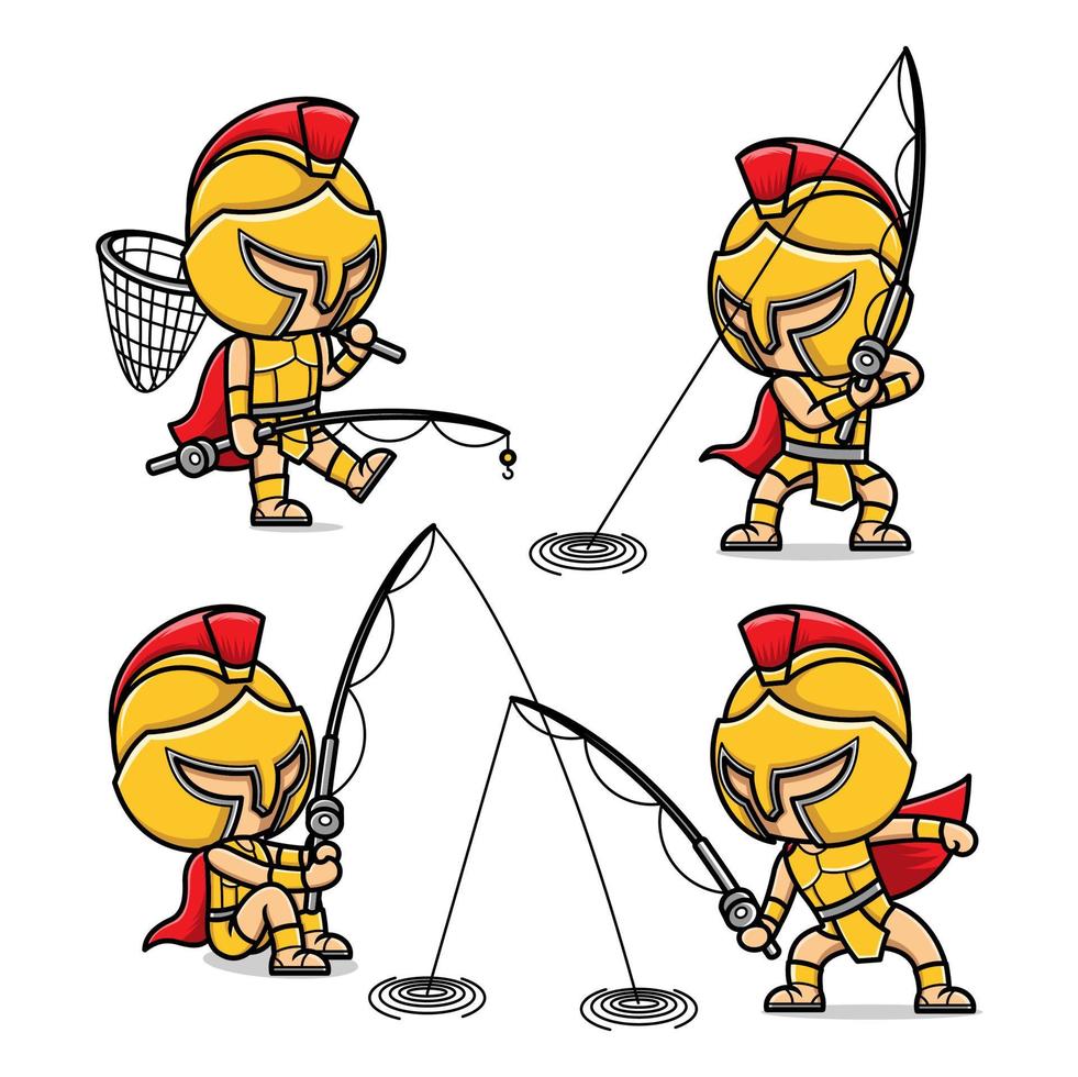 carino cartone animato Gladiatore pesca sport vettore