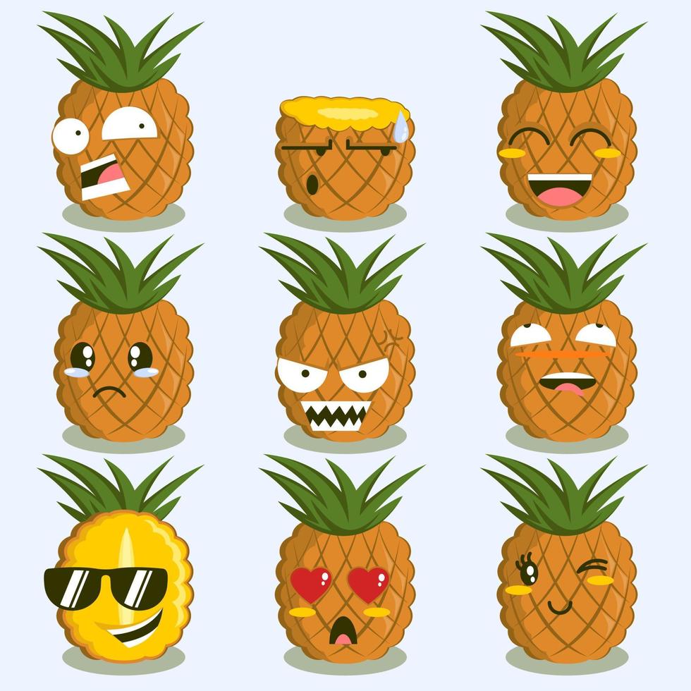 carino cartone animato ananas vettore