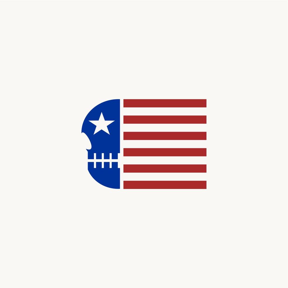 americano bandiera cranio semplice logo vettore