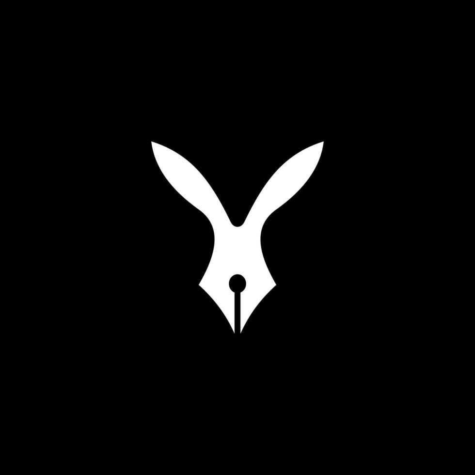 semplice logo di coniglio e penna vettore