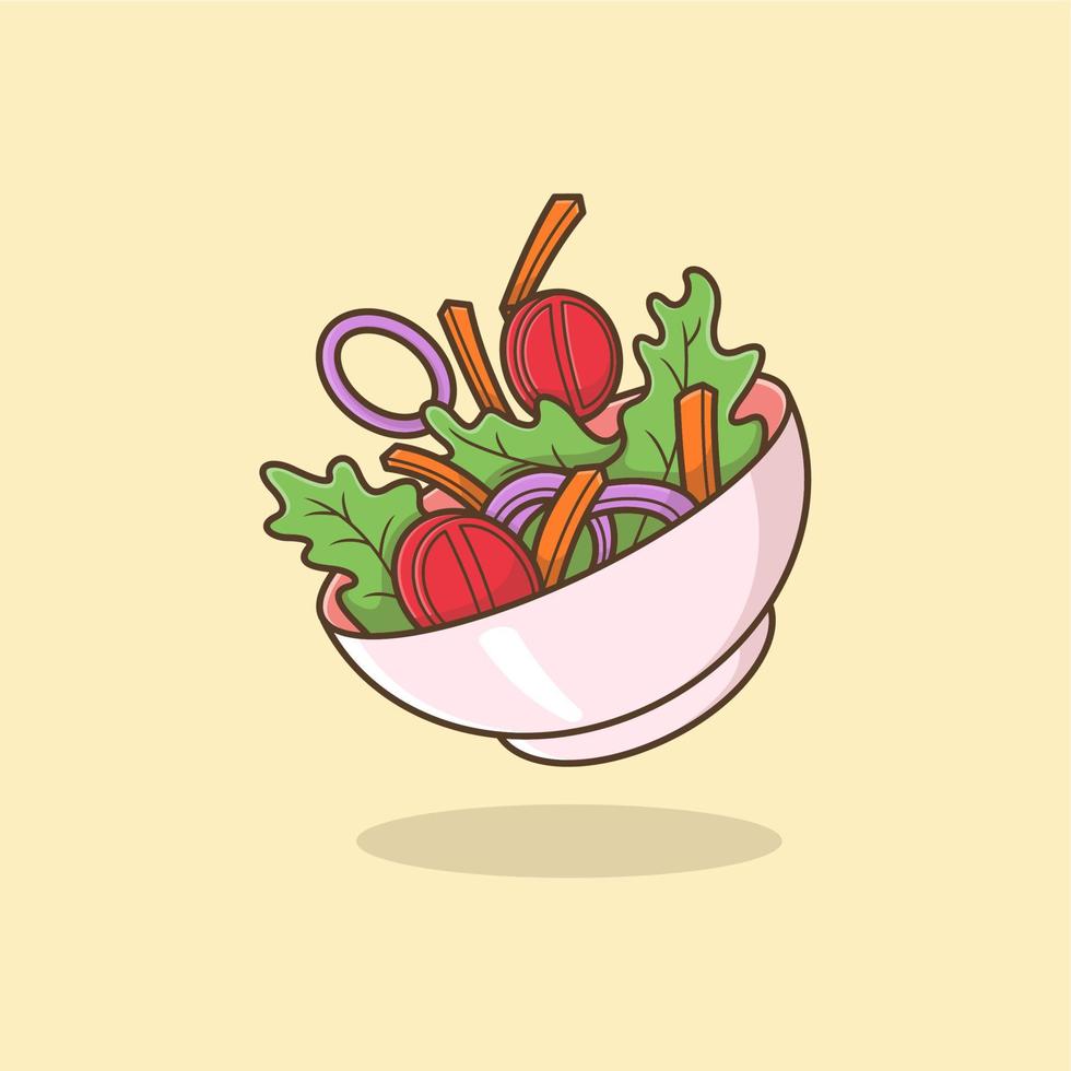 carino cartone animato insalata vettore