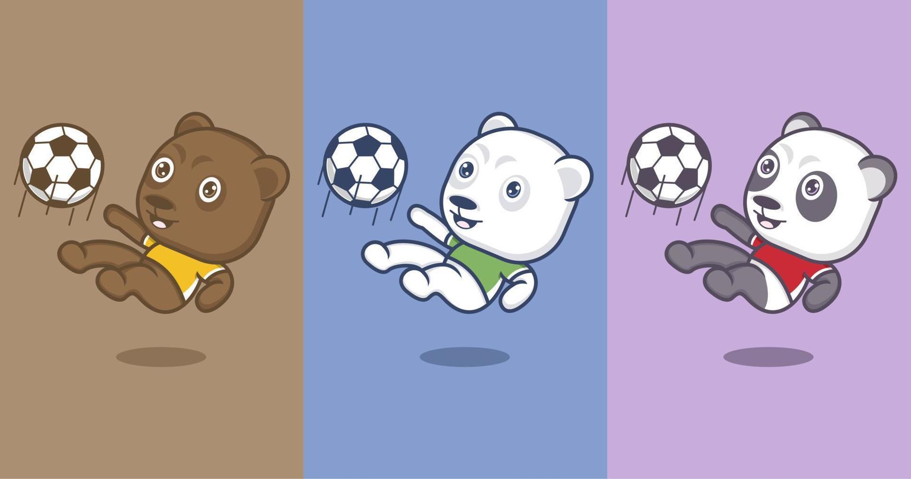 carino cartone animato polare orso e panda vettore