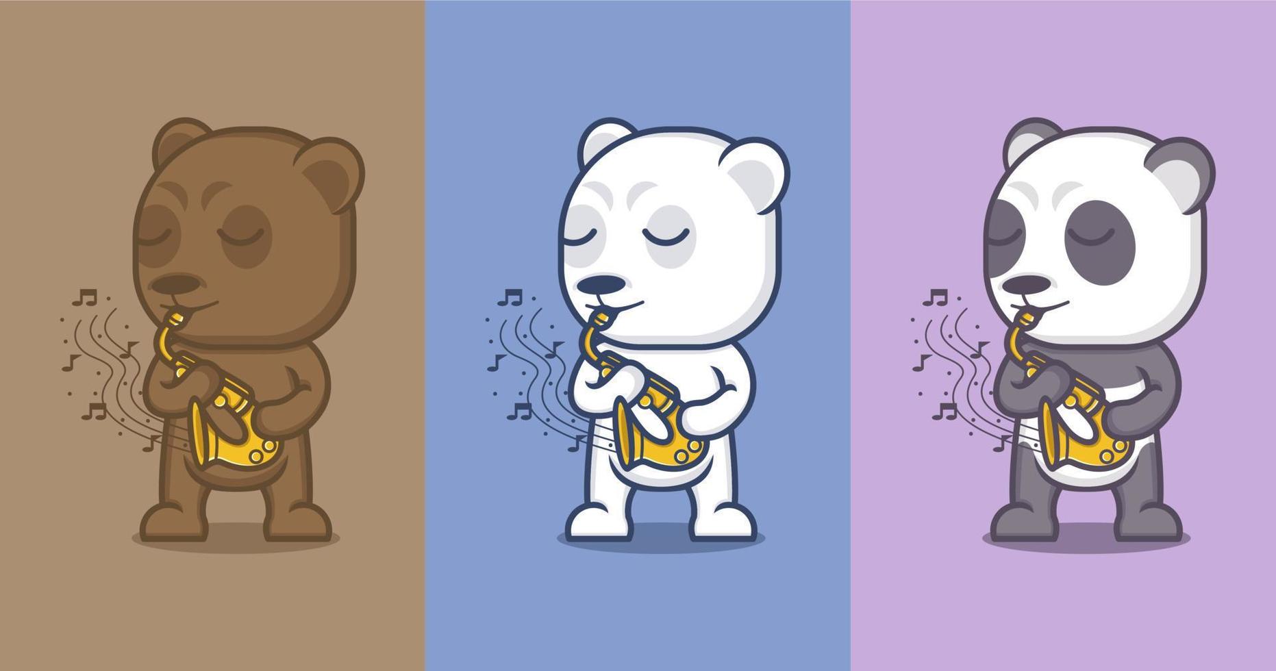 carino cartone animato polare orso e panda vettore