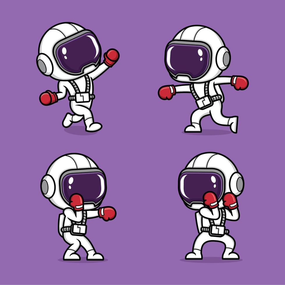 carino cartone animato astronauta boxe vettore