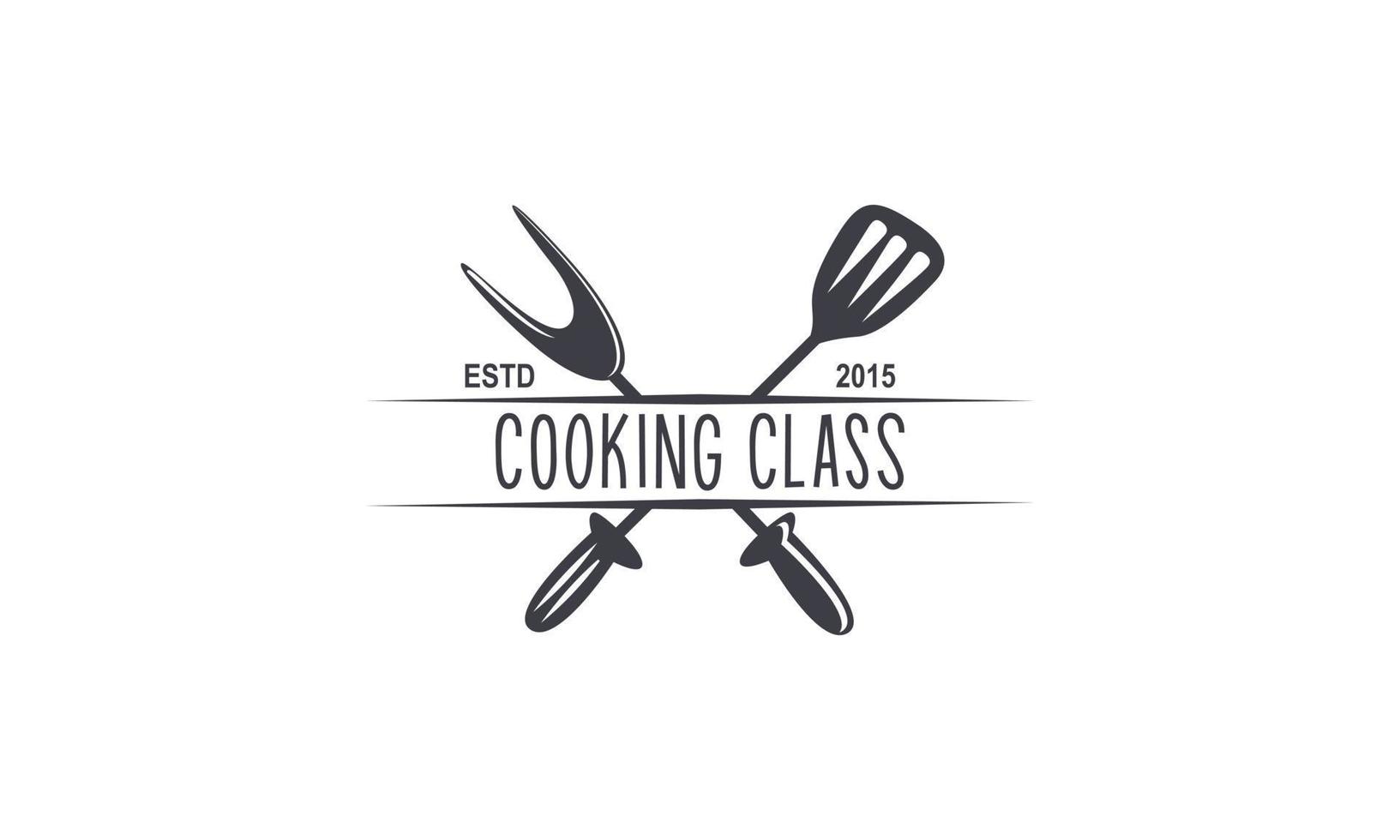 Vintage ▾ cucinando classe e cibo etichette emblemi badge logo culinario scuola cucinando corsi vettore