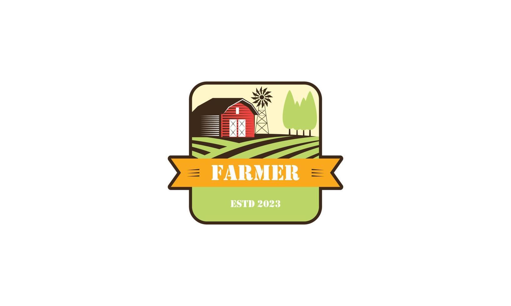illustrazione azienda agricola colore logo nel Vintage ▾ stile vettore