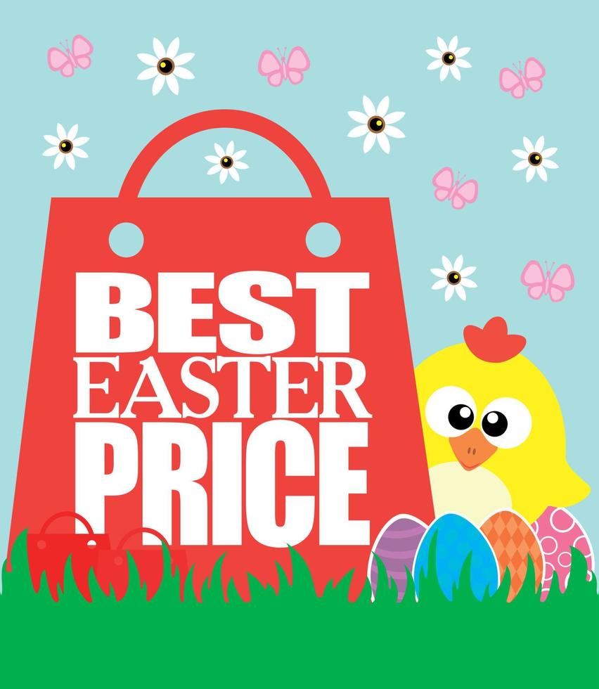 migliore Pasqua prezzo carta, divertente pollo .vettore illustrazione vettore
