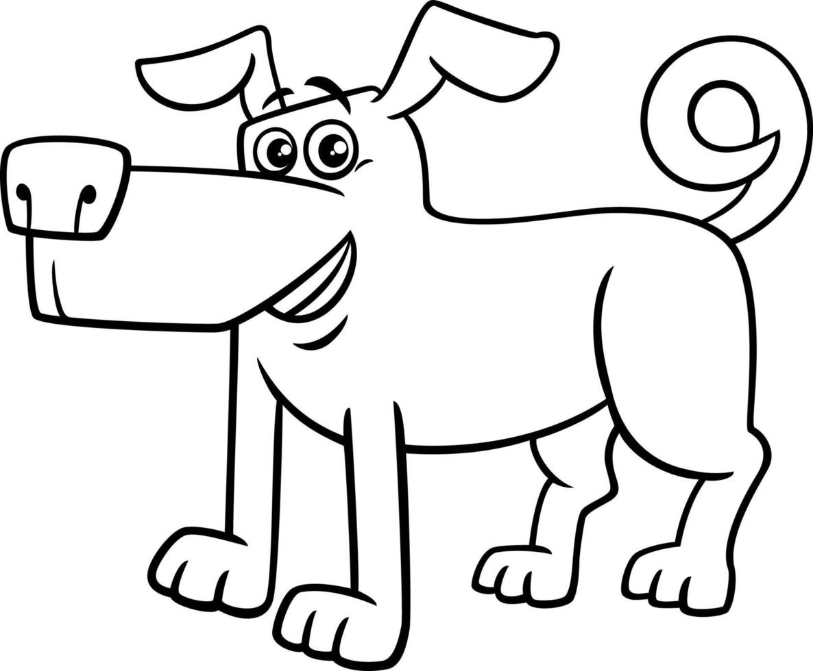 cartone animato cane comico animale personaggio colorazione pagina vettore