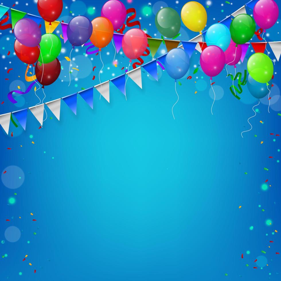 festa di buon compleanno con sfondo di palloncini e nastri vettore