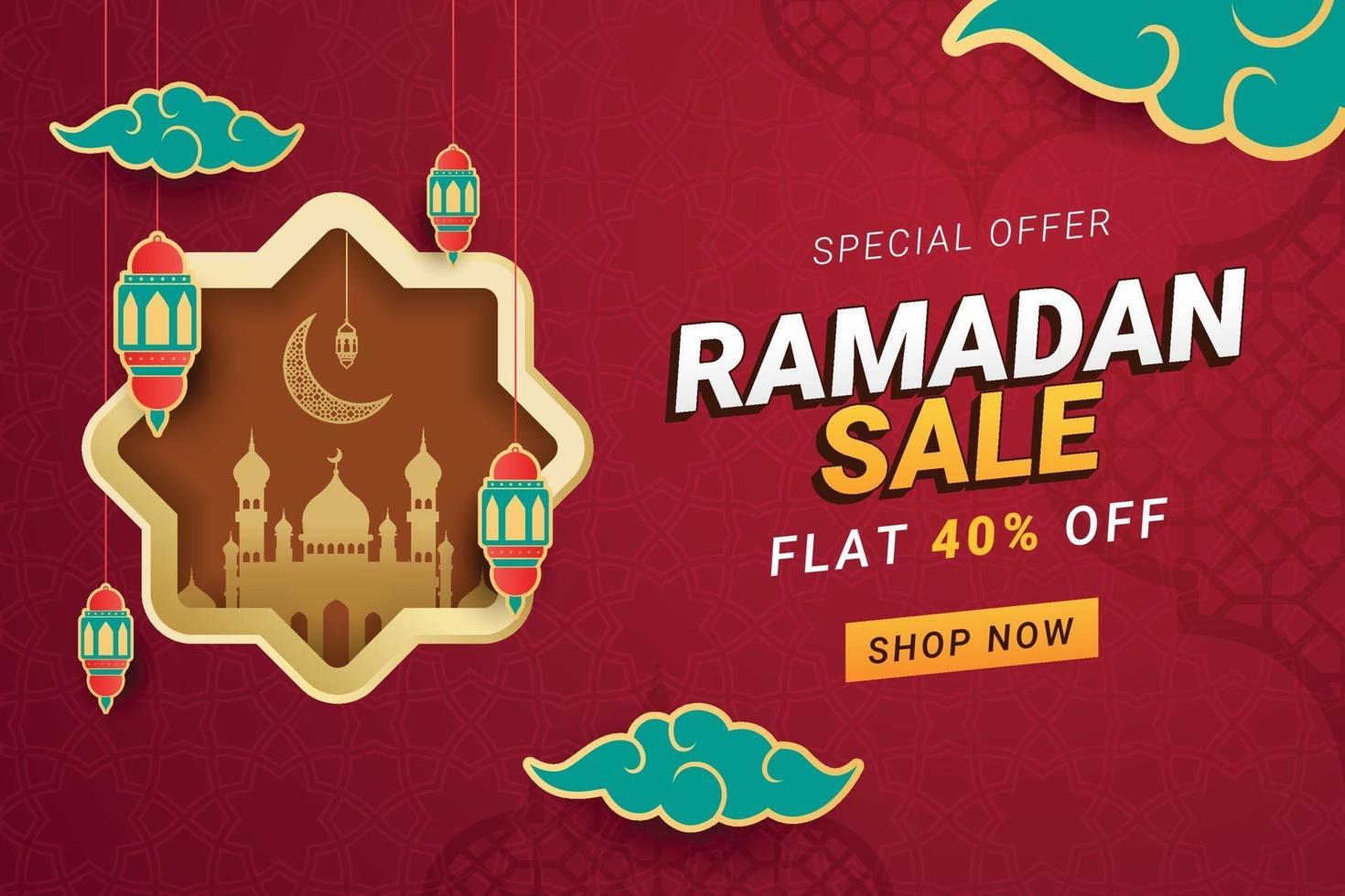 Ramadan vendita banner sconto promozione illustrazione vettoriale