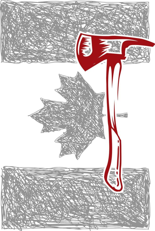 Canada bandiera con ascia. vettore