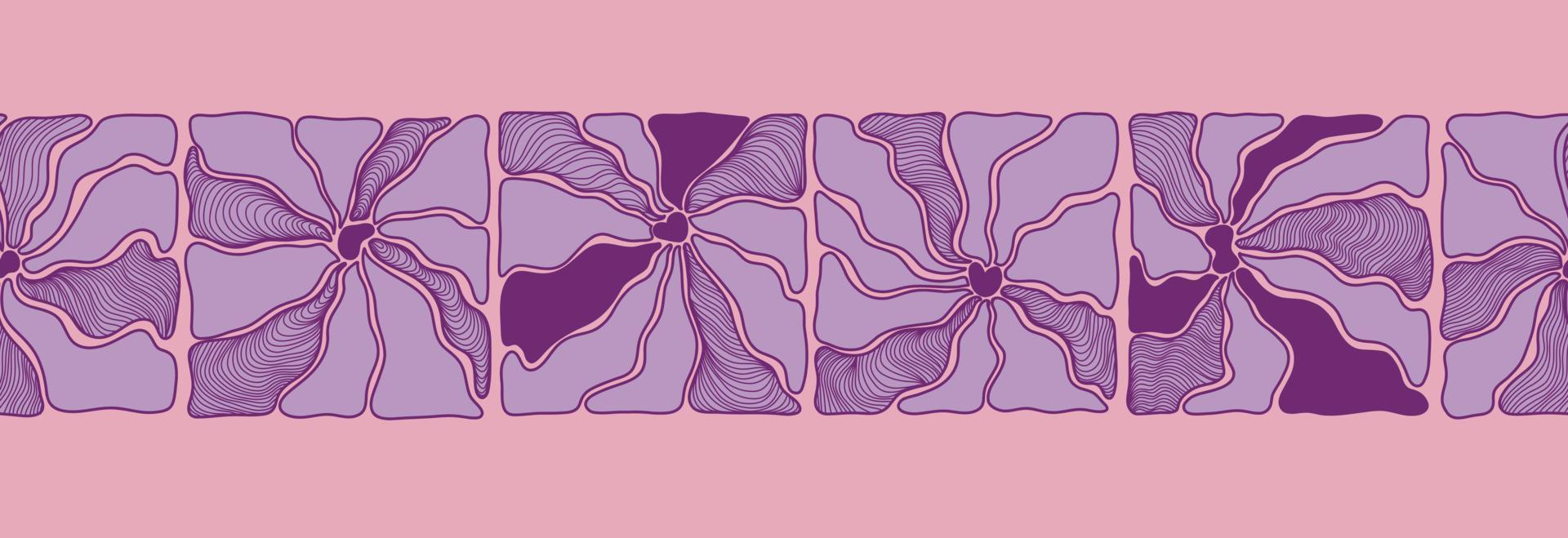 confine con astratto floreale elementi, botanico moderno illustrazione nel il matisse minimo stile. floreale viola vettore manifesto, cartolina modello.