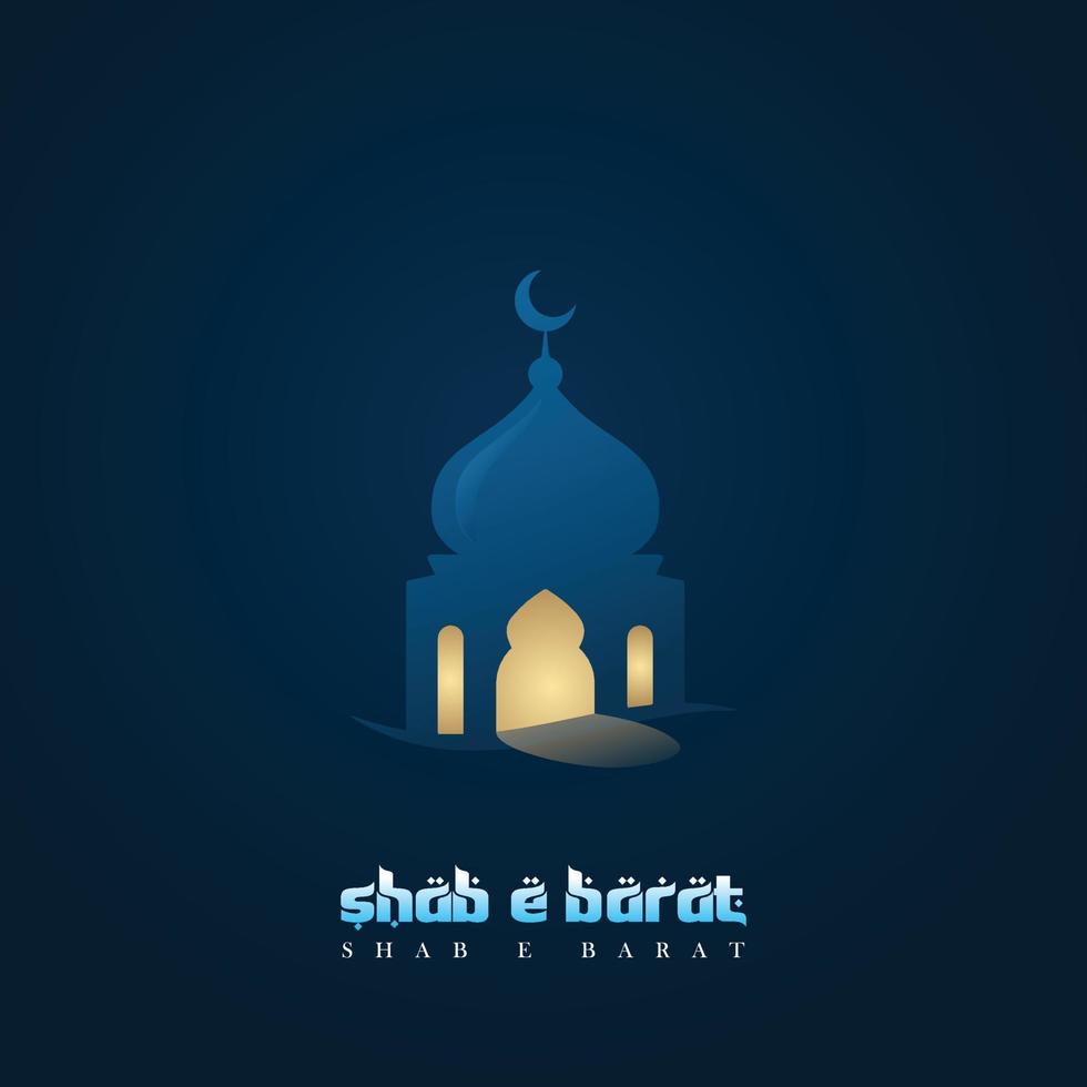 shab-e-barat urdu calligrafia con moschea design vettore illustrazione