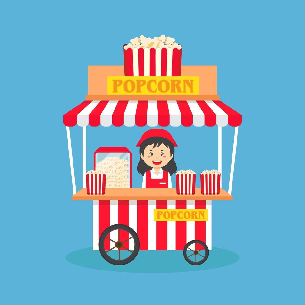 commessa vende popcorn stand street vettore