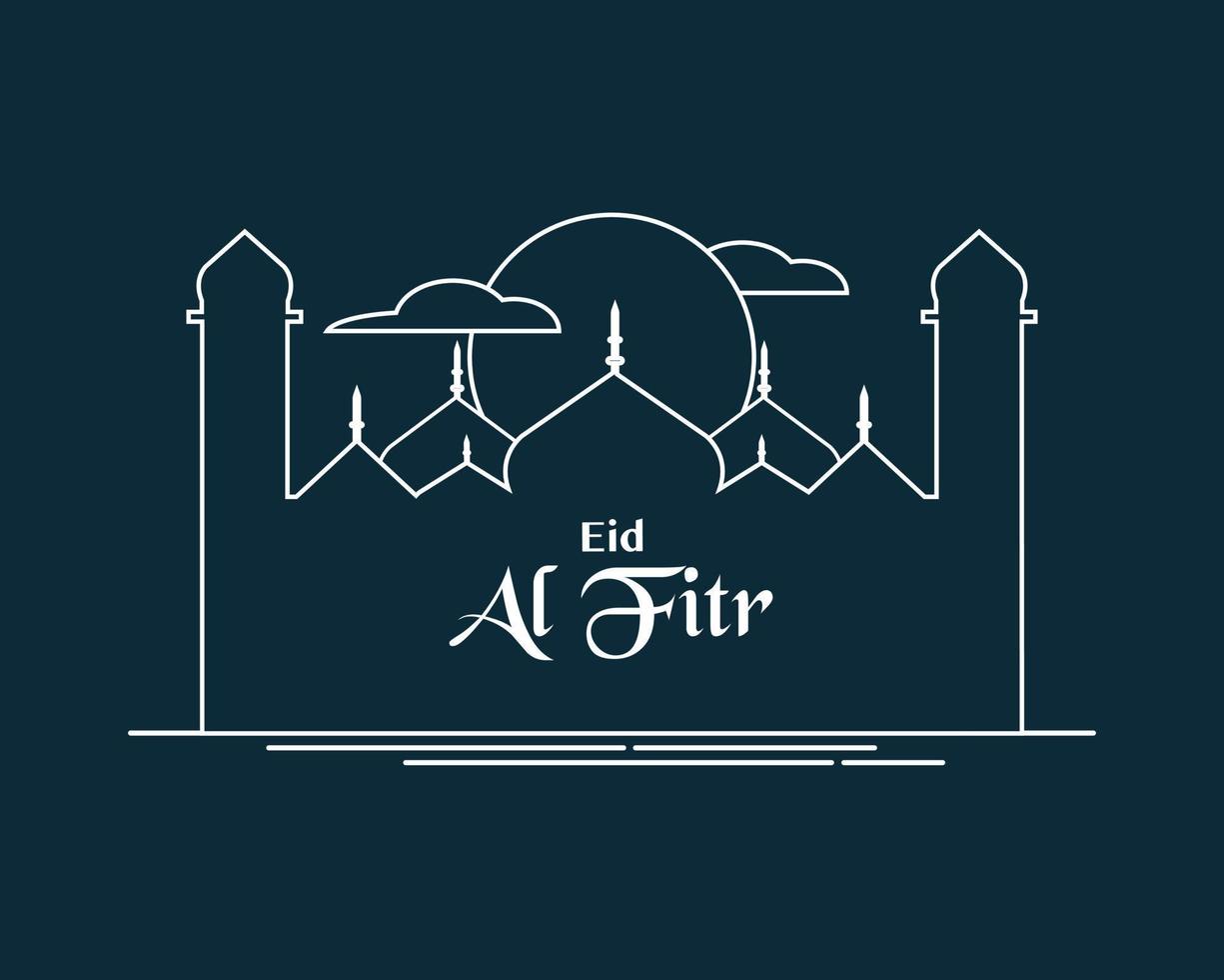 eid al Fitr saluto linea arte vettore