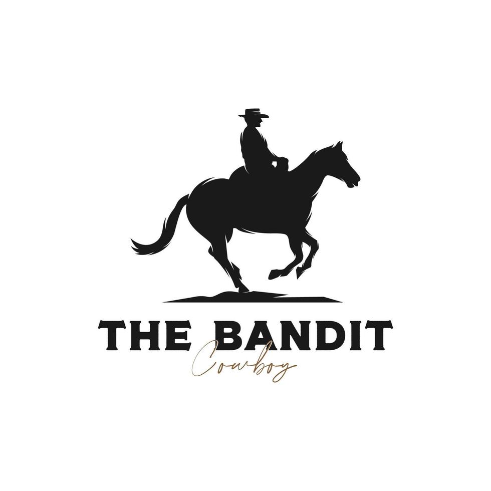 vettore occidentale bandito selvaggio ovest cowboy logo design