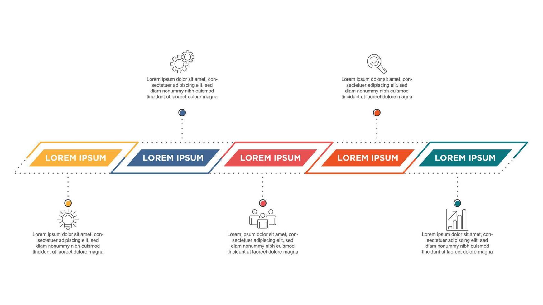 infografica per attività commerciale concetto con icone e 5 opzioni o passi. per contenuto, diagramma, diagramma di flusso, passi, parti, sequenza temporale infografica, flusso di lavoro, grafico. vettore