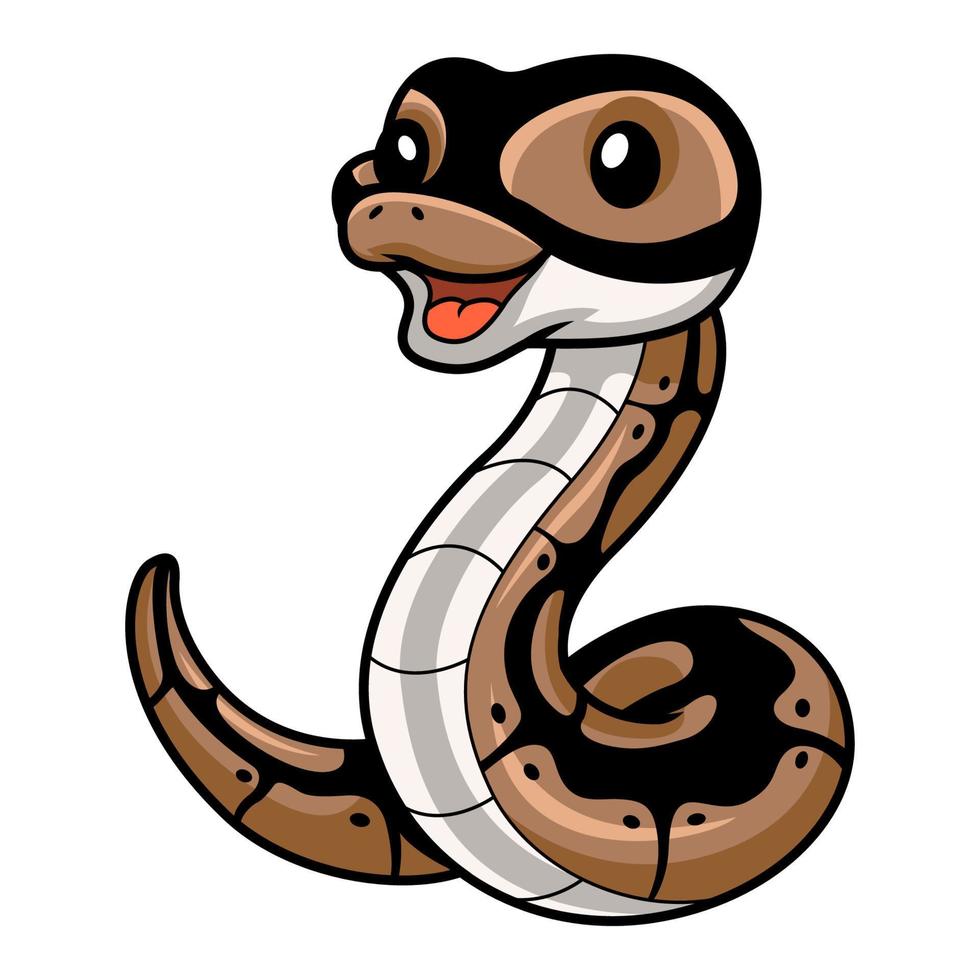 carino palla pitone serpente cartone animato vettore