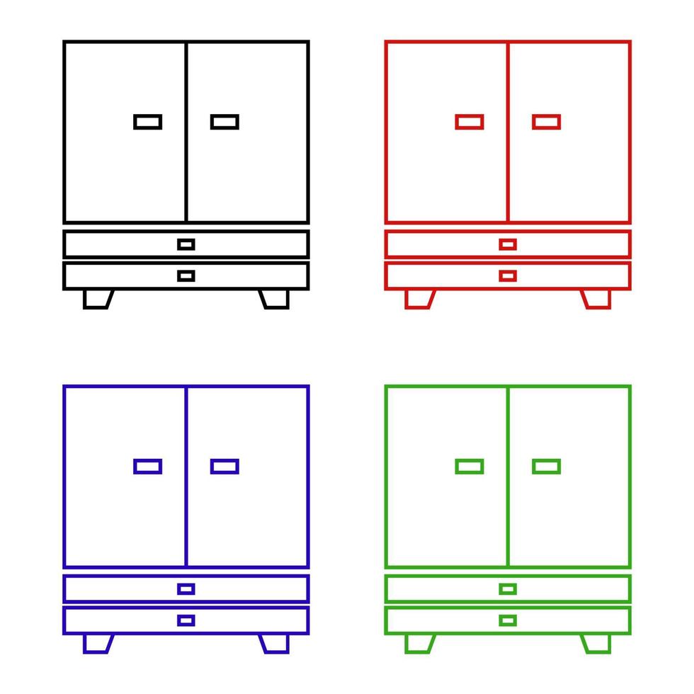 armadio impostato su sfondo bianco vettore