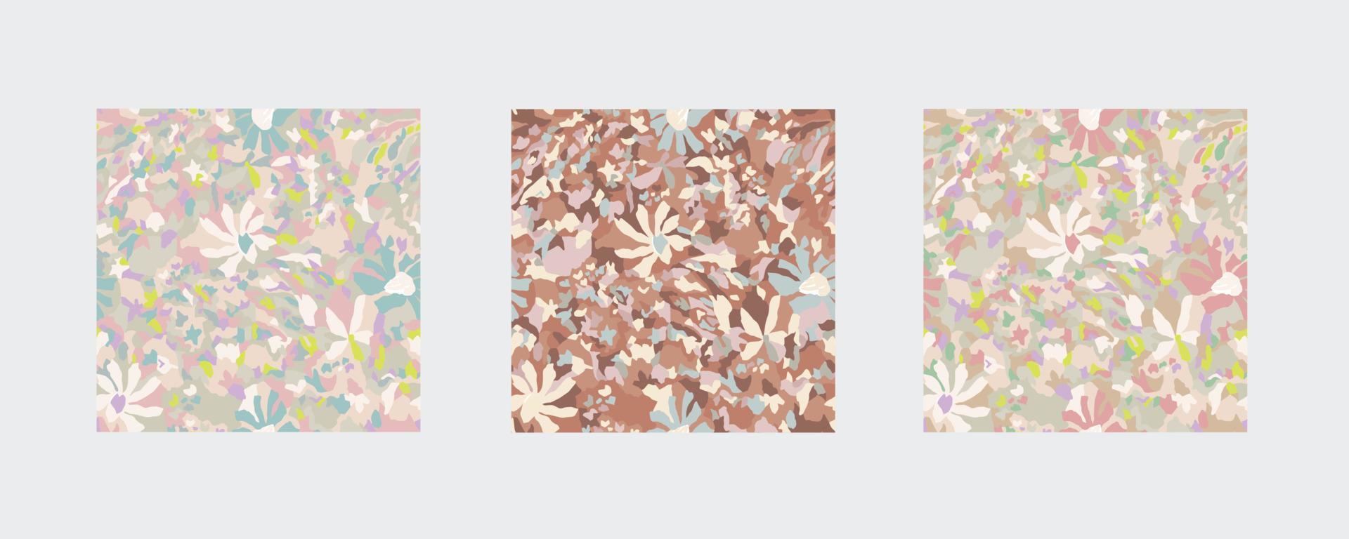 Multi colore ditsy fiore illustrazione senza soluzione di continuità ripetere modello 3 colore modi impostato vettore