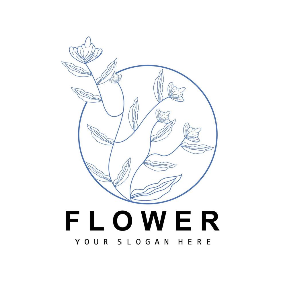 semplice botanico foglia e fiore logo, vettore naturale linea stile, decorazione disegno, striscione, volantino, nozze invito, e Prodotto il branding