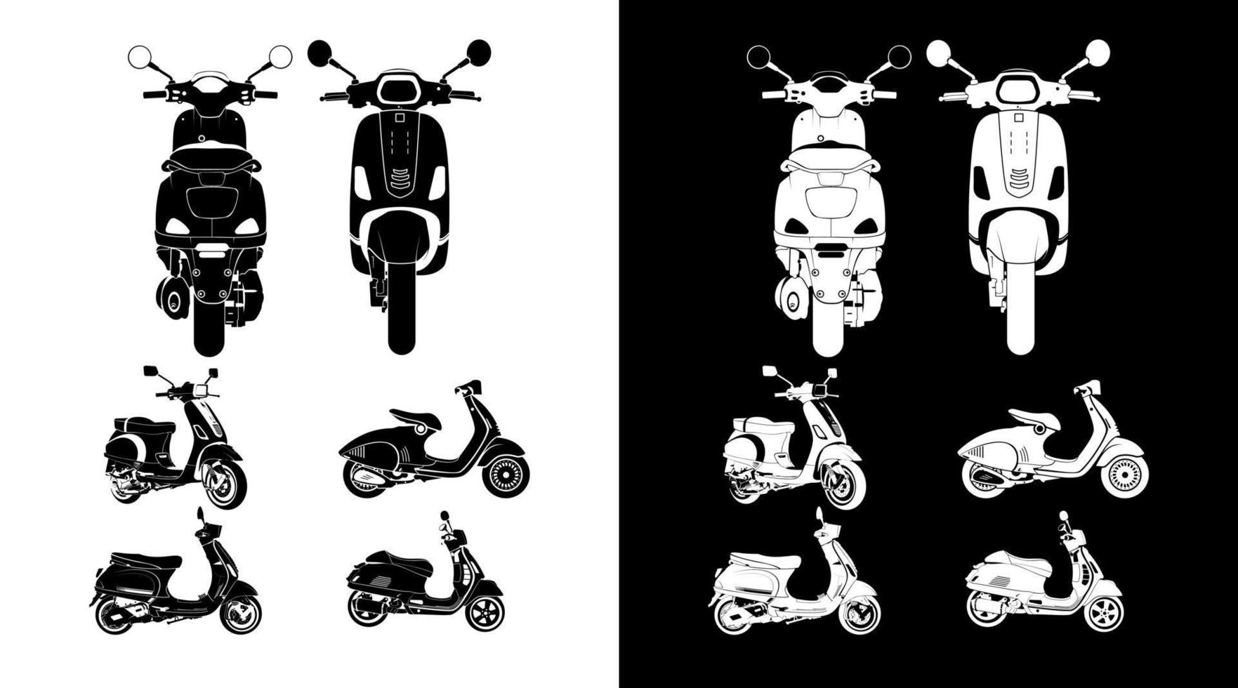 scooter icona collezione fascio motociclo dettagliato vettore illustrazione design modello