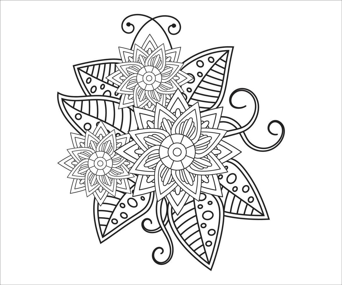 mehndi floreale colorazione pagina per adulto vettore