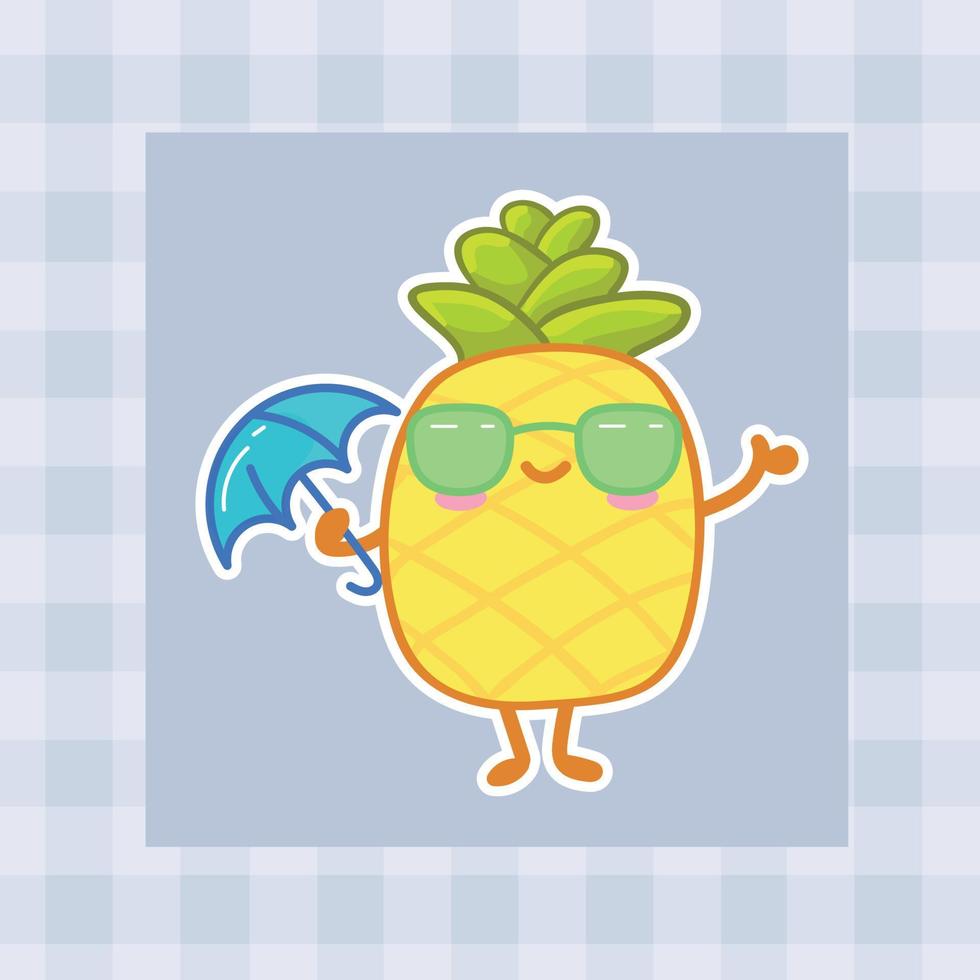 carino cartone animato ananas mano disegnato kawaii scarabocchio illustrazione disegni vettore