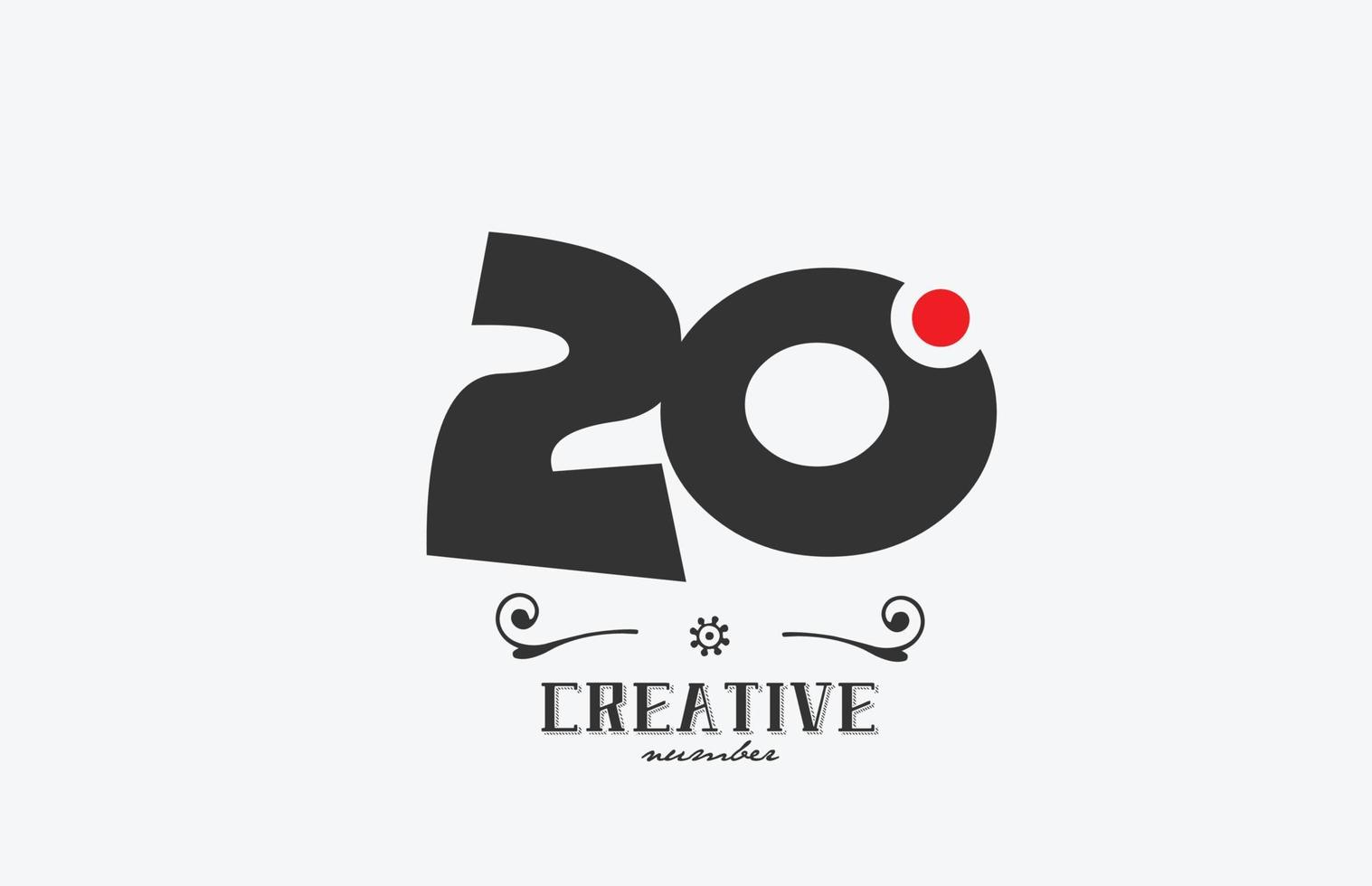 grigio 20 numero logo icona design con rosso punto. creativo modello per azienda e attività commerciale vettore