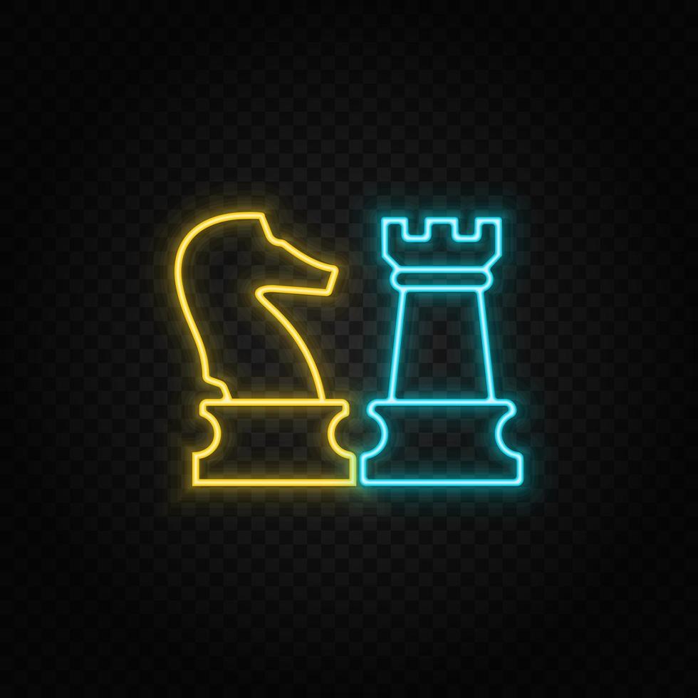 attività commerciale, scacchi neon icona. blu e giallo neon vettore icona. trasparente sfondo
