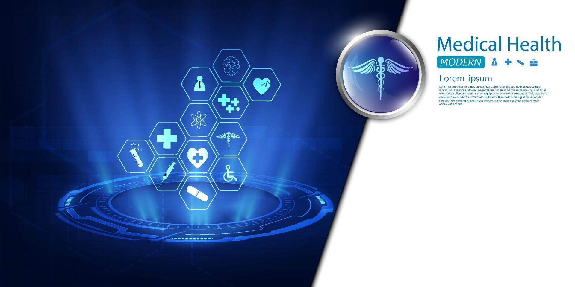 modello di icona di assistenza sanitaria progettazione del fondo di concetto di innovazione medica vettore