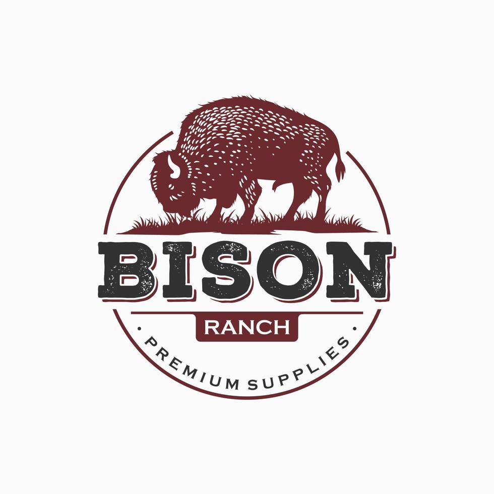 bisonte Vintage ▾ logo design vettore