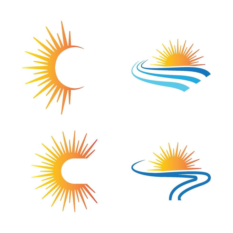 set di immagini del logo spiaggia al tramonto vettore