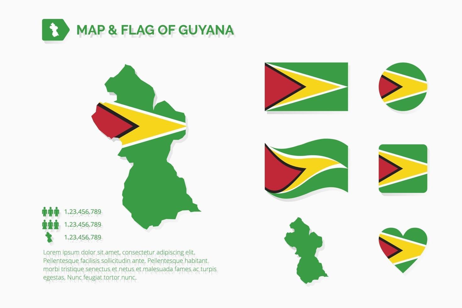 mappa e bandiera della guyana vettore