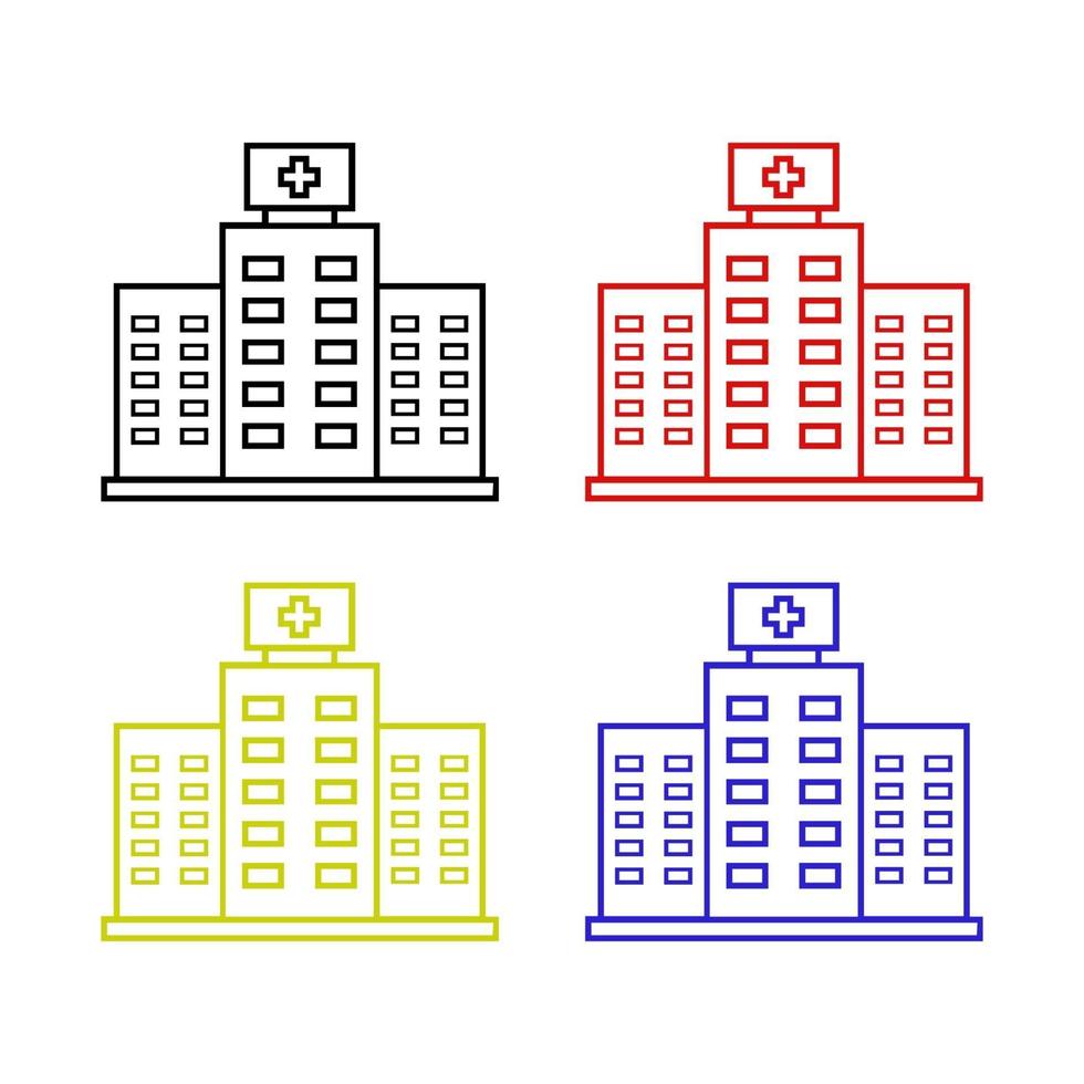 ospedale impostato su sfondo bianco vettore
