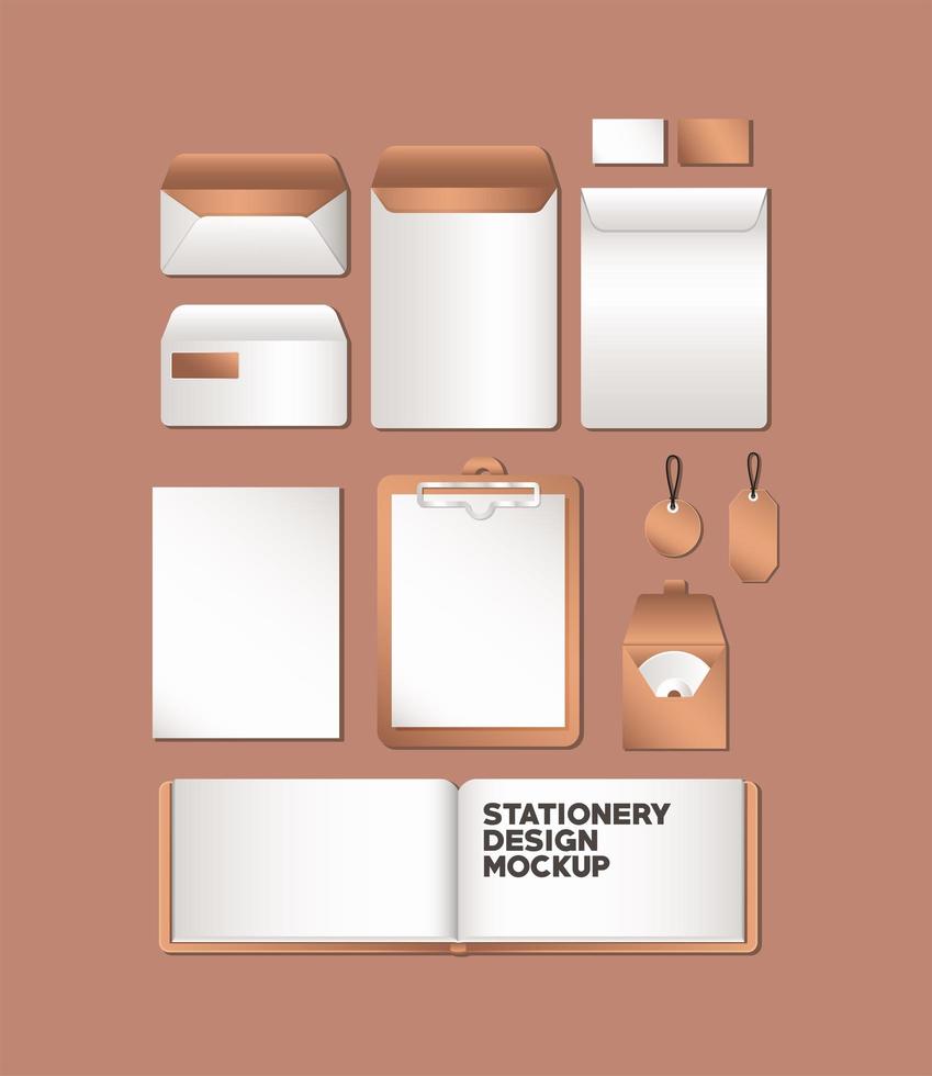 design mockup pacchetto completo di cancelleria vettore