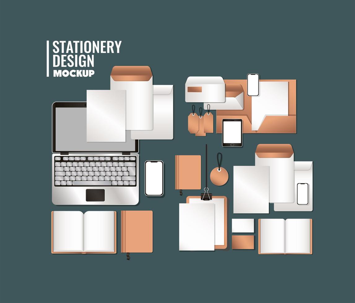 design mockup pacchetto completo di cancelleria vettore