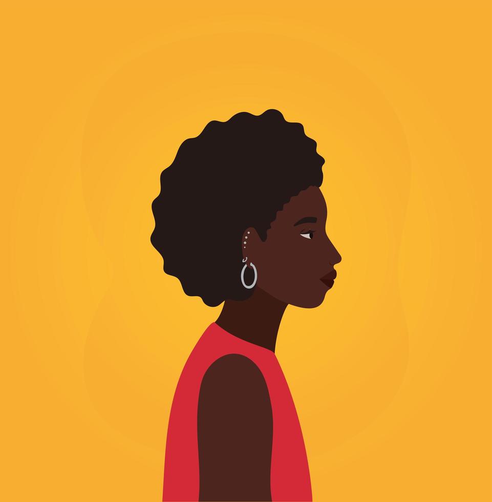 cartone animato donna nera con foto profilo afro vettore