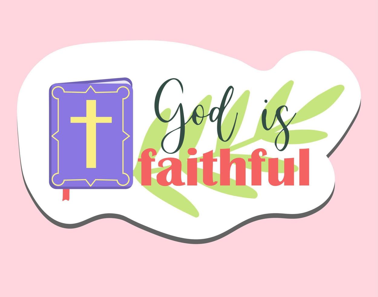 Dio è fedele. cristiano simboli. Bibbia e palma rami. palma Domenica sticker.christian etichetta. vettore