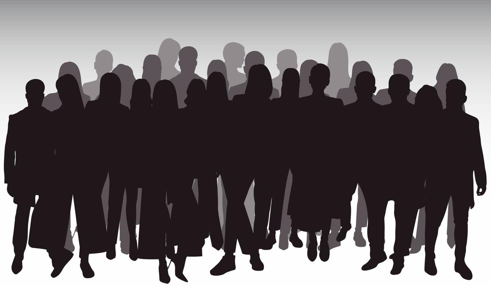 folla silhouette schema, gruppo di le persone. gioventù, attività commerciale gruppo. isolato vettore