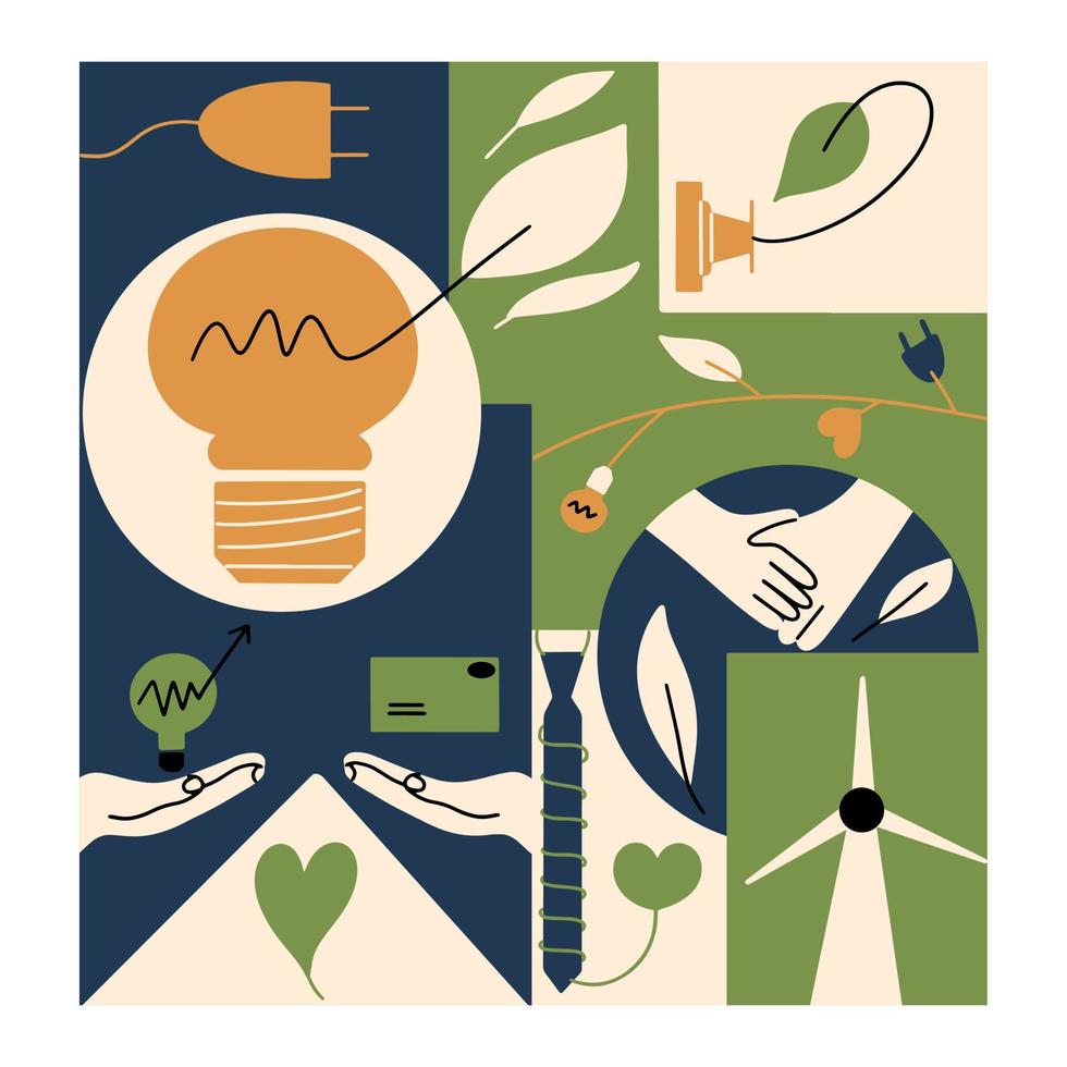 moderno carta con esg concetto. cartolina di ambientale, sociale governo e ambientale sostenibilità. vettore illustrazione nel piatto stile
