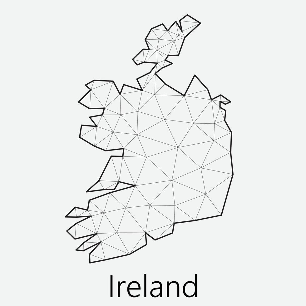 vettore Basso poligonale Irlanda carta geografica.