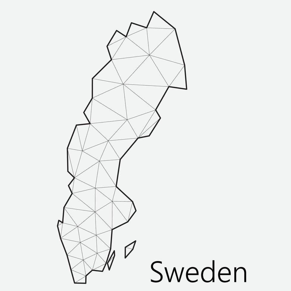 vettore Basso poligonale Svezia carta geografica.
