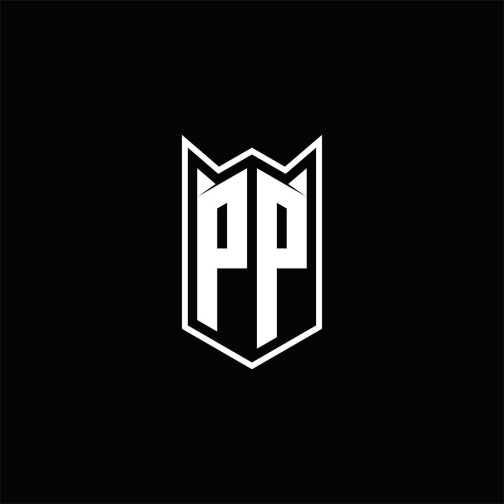 pp logo monogramma con scudo forma disegni modello vettore