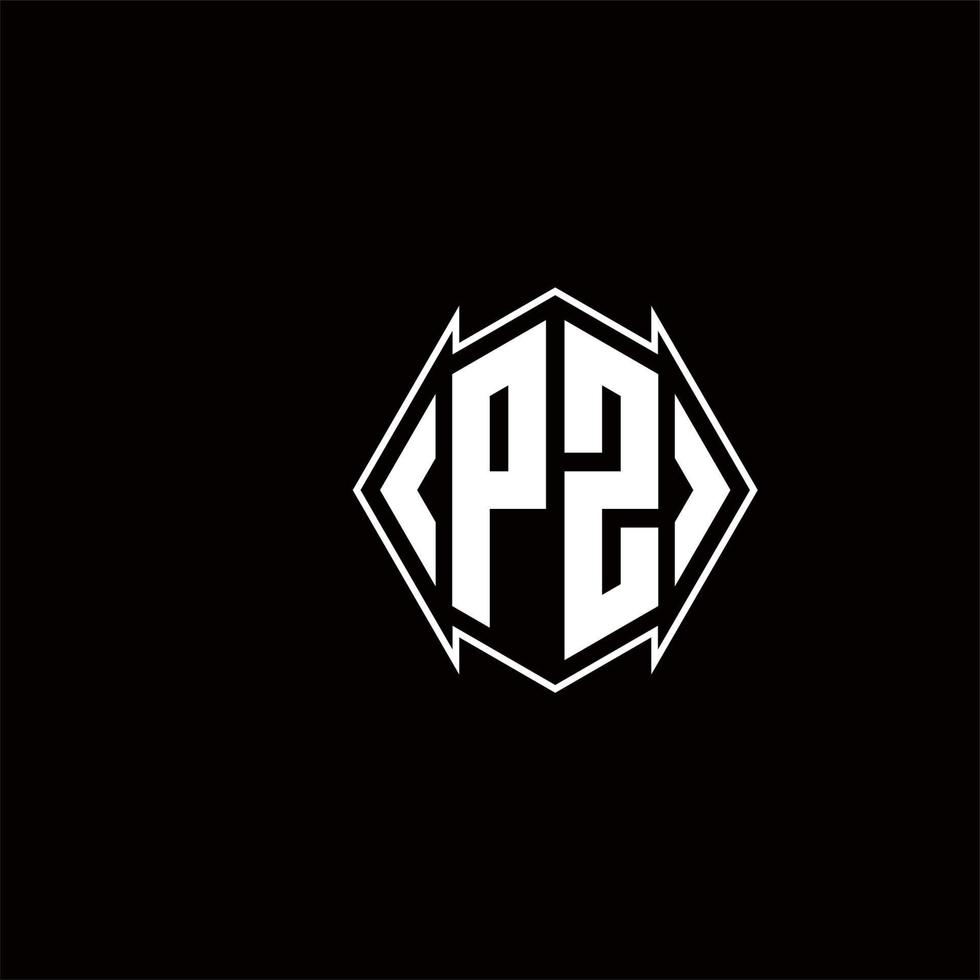 pz logo monogramma con scudo forma disegni modello vettore