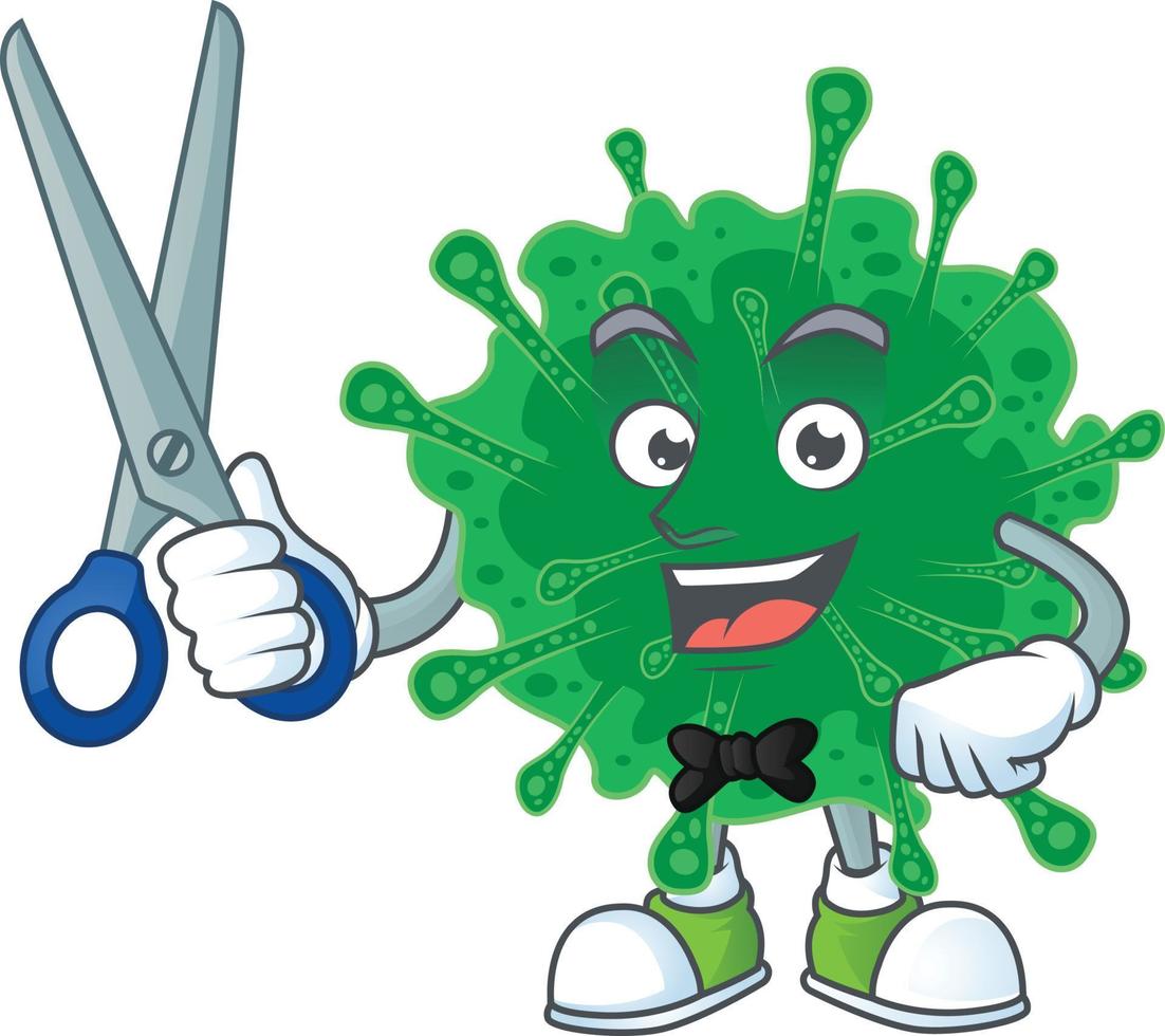 un' cartone animato personaggio di coronavirus polmonite vettore