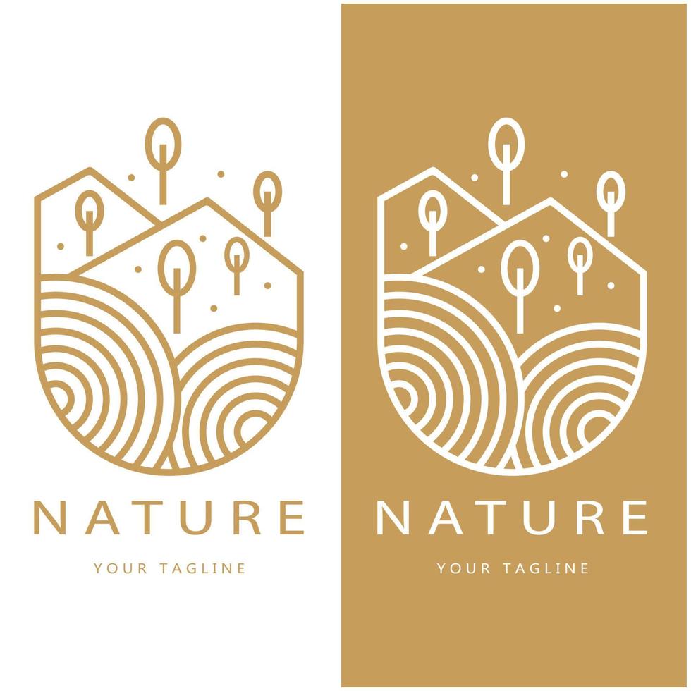 natura vettore logo. con alberi, fiumi, mari, montagne, attività commerciale emblemi, viaggio distintivi, ,ecologico Salute